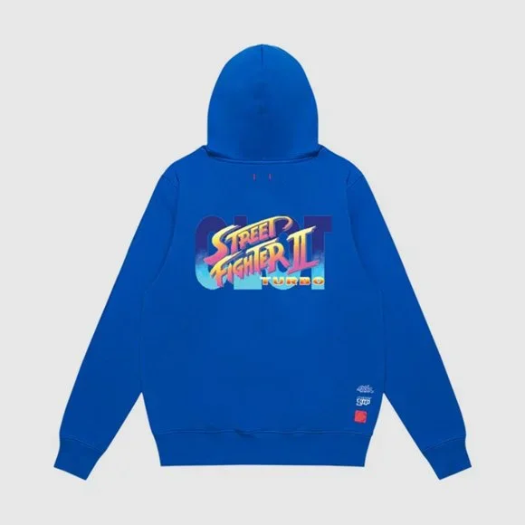 Clot x Street Fighter M/L/XL Pullover Hoodie Sweatshirt Blue New Men - Picture 2 of 2